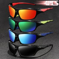 4PCS Neutral Casual Fishing Driving Leisure Eyewear Mountainering Travel Camping Sunglasses Vintage Classic Splice Check Pattern