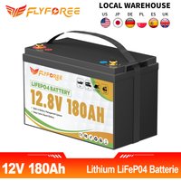 FLLYROWER 12V 180AH LiFePO4 Akku-Pack 8000+ Zyklen BMS 100A 2304Wh für Touring-Camper Offroad Solar Wind Lithium-Batterie