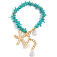 KunJoe Boho Metal Starfish Anklets Women Charm Anklet Leg Imitation Pearl Bracelet Handmade Foot Chain Boho Jewelry Sandals Gift