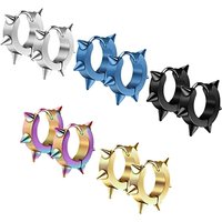 1 Pairs Stainless Steel Hinged Hoop Earrings For Men, Punk Spike Earrings