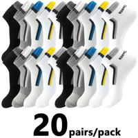 Men's Color-block Mesh Ankle Socks 20/30 Pairs Breathable Casual Sports Short Socks Absorb Sweat for Comfort