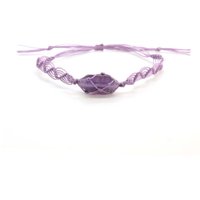 Handmade Rope Wrapped Braided Macrame Stone Bracelets for Girl Natural Hexagon Amethyst Crystal Weave Adjustble Bracelet Jewelry