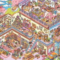 Kawaii Handicraft Workshop 3D pizzeria Landscape Sticker DIY Pocket Cabin Scene festival gift