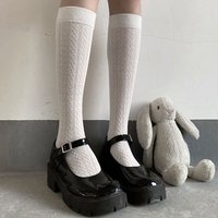 Japan Style High School Student Stockings Long Socks Solid Black White Summer Thin Woman Socks JK Costumes Girls Knee High Socks
