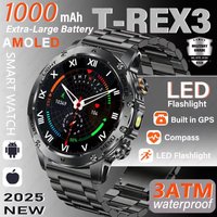 2026 Outdoor New 1000mAh Battery T-Rex 3 Military Grade Smart Watch Men IP69K Waterproof GPS HD Bluetooth Call 100+Sports Watch