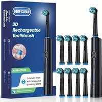 Smart Rotating Timing Electric Toothbrush, Rechargeable Rotary Toothbrush with 4 Heads, 5 Modes Setting Teeth Whitening Oral
