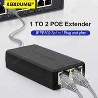 KEBIDUMEI 2 Port POE Gigabit Extender 10/100/1000Mbps POE Repeater IEEE802.3af.at Standard for NVR IP Camera AP IP VOICE POE