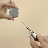 1PC Retractable Metal Towel Holder Keychain Adhesive Back No Drill Multifunctional Stretch Clip for Keys Kitchen