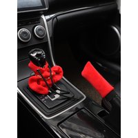 Vest gear handle cover for car interior accessories - pink, red, black - women's plush handbrake cover set