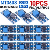 10PCS MT3608 DC-DC Step Up Converter Adjustable Booster Power Supply Module Voltage Regulator 2A Max 2V-24V To 5/9/12/28V