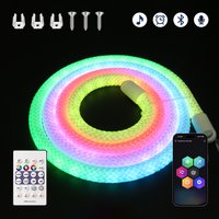 RGB-IC 360° Round Reticulate Neon LED Strip Light DC5V USB 67LEDs/m 1m-5m IP67 Waterproof Bluetooth APP Remote Music Sync