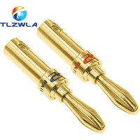 2PCS 24K Gold-plated Copper Banana Speaker Plug Connector Adapter Audio Banana Connectors for Speaker Wire Amplifiers