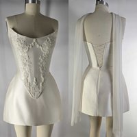 Customized Elegant White Satin Exquisite Appliques Wedding Dress Fashion Bridal Party Sexy Strapless Delicate Bridal Gowns