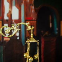HTISOK Church Wall Hook Chalice Orthodox & Catholic Church Supplies Gold Engraved Incense Burner Hook Set Church Wall Hook