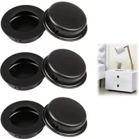 6 PCS Retro Cabinet Door Handles Stainless Steel Recessed Invisible Handle Cabinet Pulls Door Disk Room Round Ring Handle Pull