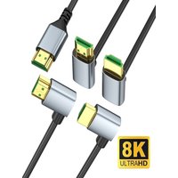8K HDMI-compatible 2.1 Cable 48Gbps 90° Bend Up/Down/Left/Right Angle OD4.0mm Cord with eARC HDCP HDR for PS5/PC/Projector/HDTV
