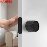 NAIERDI Invisible Single Side Door Lock Privacy Mute Lock Round Ball Knob Zinc Alloy for Bedroom Interior Wooden Door Hardware