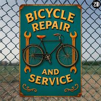 AliExpress Hello Young Rustic Green Bicycle Repair & Service Metal Sign - Orange & White Accents for Home, Garage, Bar, Cafe Decor