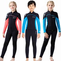 Kids Full Wetsuit - 2.5mm Neoprene Diving Suit, Keeps Warm, Professional Two-Piece Swimsuit for Swimming, Surfing and Beach