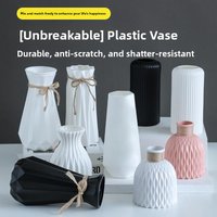 Large Size Modern Simplicity White Plastic Flower Vase Anti-Fall Living Room Decorative Items Artificial Flower Pots Glass Si...