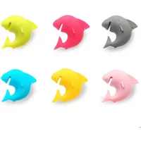 6Pcs Silicone Red Wine Glass Marker Creative Shark Sticker Sucker Mark Glass Identification Cup Identify Label Tag for Party Bar