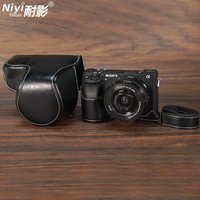 Retro Leather Bag camera case for Sony A6000 A6100 A6300 A6400 Protective Half Base Screws with Shoulder Neck Strap