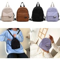 Solid Color Corduroy Traveling Handbags Backpacks Student Bookbags Women Mini Backpack