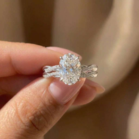 925 Sterling Silver Inlaid with Zircon Bridal Oval Rings for Women Engagement Wedding Promise Bands High Quality Jewelry