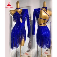 Latin Dance Dress Women Female Children Customsized Rumba Chacha Tango Single Sleeves Performance Clothing Skirt Latin Dresses