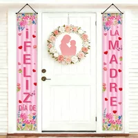 Spanish Mother'S Day Happy Front Porch Sign Party Banner, Family Party Indoor And Outdoor Celebration Hanging Decoration