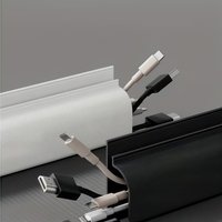 1/2PCS Sleek Black and White Self-Adhesive Under-Desk Cable Tray | PVC Invisible Slot Organizer, No-Drill Installation