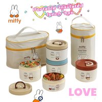 Miffy Creative Simple Office Portable Durable Insulated Lunch Box Cartoon Stainless Steel Round Sealed Soup Bowl Set with Lid