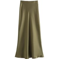 HH 2024 Y2K Casual Women Long Skirt Spring Elastic High Waisted A-Line Casual Female Satin Skirts High Street Lady Skirts