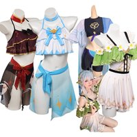Nahida Lumine Cosplay Hutao Costume Genshin Impact Swimsuit Wanderer Top Shorts Cloak Halloween Carnival Party Disguise Suit