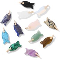 2PCS Fish Shape Natural Amethyst Beads Pendants Fashion Rose Quartz Turquoise for Jewelry Making DIY Necklace Accessries 12x23mm