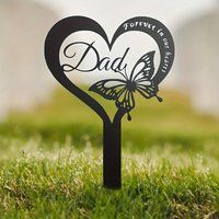 Butterfly Memorial Garden Stake – Durable Metal Grave Marker, Waterproof Cemetery Ornament for Dad, Sympathy Gift for Loss of Fa