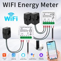 1CH 2CH Tuya WiFi Smart Energy Meter AC100-240V Current Transformer Clamp APP Control 80A Power Monitor Electricity Statistics