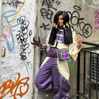 Anime Game GACHIAKUTA Cosplay Jabber Wonger Fashion PUNK White Purple Uniform Pants Wigs Props Shoes Full Set Halloween Party