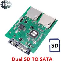 2 Port Dual SD SDHC Secure Digital MMC Memory Card to 7+15P SATA Serial ATA Converter Adapter