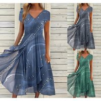 Robe mi-longue à col en V pour femmes, robes douces, patchwork de bureau, vêtements éducatifs, mode décontractée, été, 2025