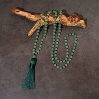 6mm Green Aventrine108 Mala Beaded Necklace Meditation Prayer Blessing Jewelry with Tassels Rosary for Men and Women