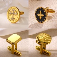 Shirt Sleeve Cuff Buttons for Men Women Gold Color Stainless Steel Cross Cufflinks Trendy Wedding Party Aesthetic Jewerly Gift