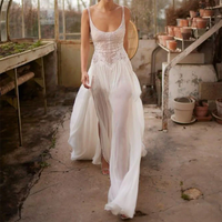 Classic Scoop Collar Sleeveless Pleat Straight Wedding Dresses Bridal Gowns Customized