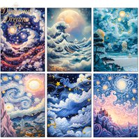 Frameless,5D DIY Landscape Diamond Painting Night Starry Sky Cross Stitch Kits Mosaic Full Diamond Embroidery Home Decor Gift