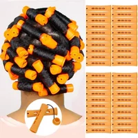 40pcs Cold Wave Perm Rods Set For Women's Long & Short Natural Hair - Plastic Orange Rollers For Curling And DIY Hairdressing