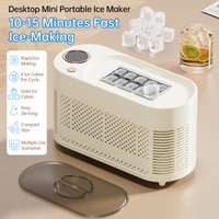 12V MINI Ice Maker Fast Perfect for Home Camping Cream Yellow/Icy Blue Mini Countertop Ice Maker Machine for Home/Car/Travel