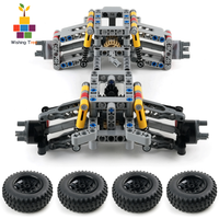 MOC 4WD Building Blocks Car Chassis with Independent Suspension and Steering Axle for Engineering Toys