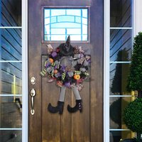 Halloween Wreath Long Legged Wicked Witch Front Door Garlands Decor Hat Leg Mesh Halloween Decorations Wall Hanging Pendant