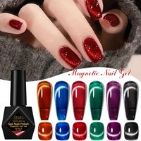 10ml Red Blue Crystal Cat Magnetic Gel Nail Polish Sparkling Glitter Semi Permanant Cat Eye Soak Off UV Gel Varnish Nail Supplie