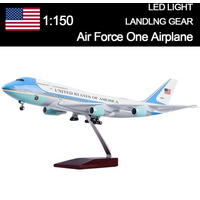 Air Force One Boeing 747 Plane Model Resin 47cm Airplane Model Aircraft Model 1/150 Scale Diecast Toy Airplanes Planes W Light